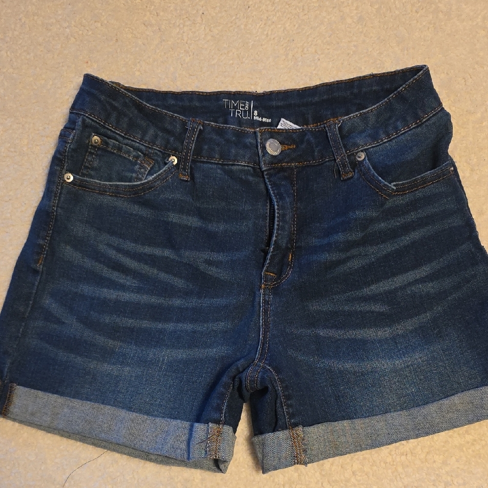 Time and Tru Women's Jean Shorts - Deep Blue